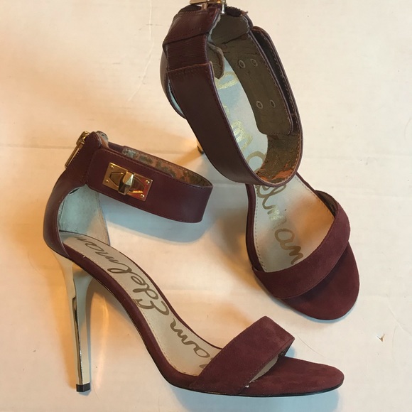 maroon heels with ankle strap